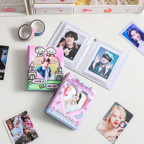 Original cute girly heart plaid vector style three-inch card album star chasing idol photo card Korean version of Polaroid photo album