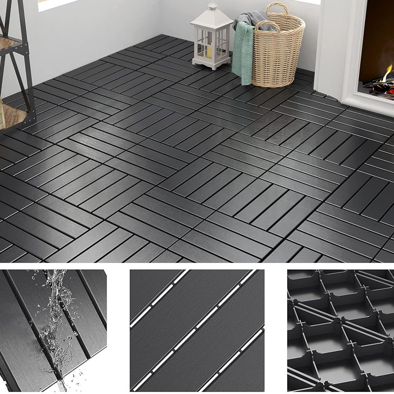 Suelo de Plástico PP de Ocho Piezas, Autoadhesivo, Apto para Balcones, Pasillos y Escaparates, Antideslizante para Exteriores.