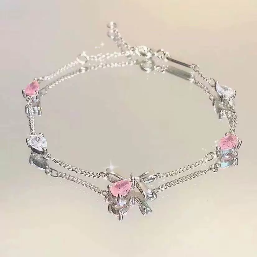 Bracelet Tide, fuchsia adjustable, small-design light-luxury accessory