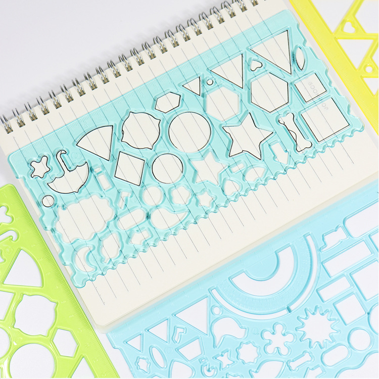 Children's painting ruler, geometric figure, primary school student ruler set, wholesale multi-functional template ruler, art painting ruler