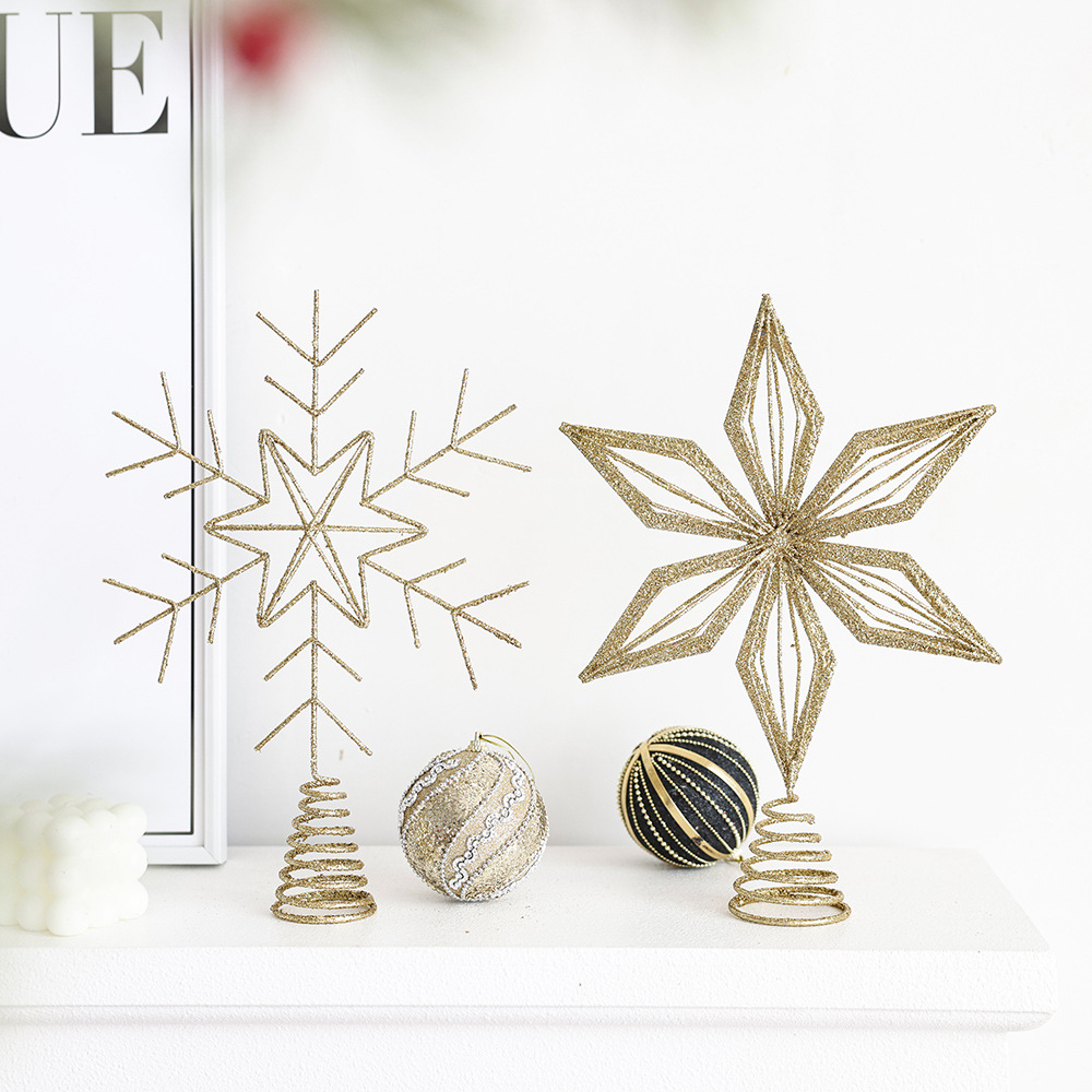 Luminoso árbol de hierro estrella de explosión estrella siete Awn estrella luz LED decoraciones para árboles de Navidad decoración de vacaciones adornos