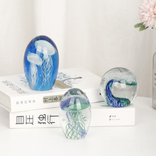 热卖玻璃水母球纯手工琉璃夜光海洋球海浪球摆件海洋动物工艺品