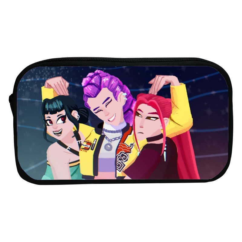 新品印花猎魔女团K-POP笔袋卡通文具袋Huntrix Kpop小学生收纳包|undefined