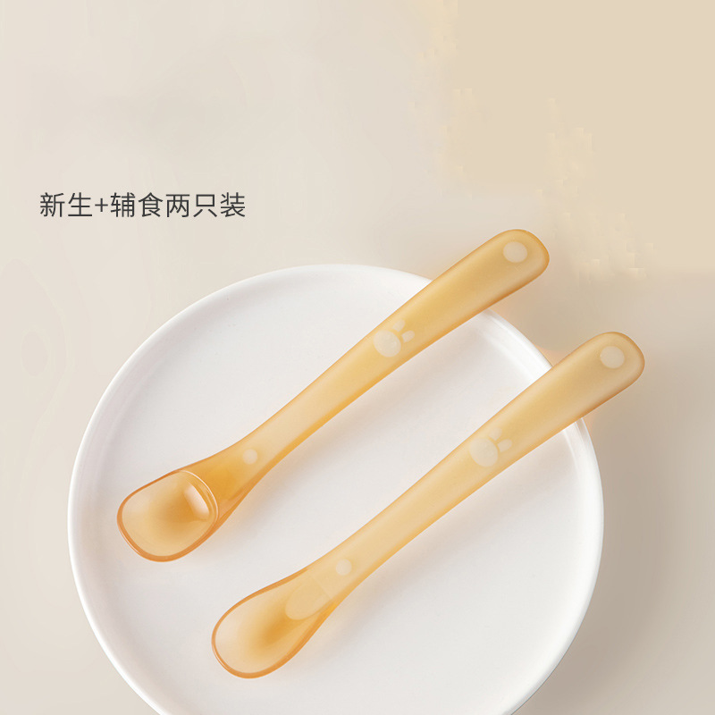 Silicone spoon baby spoon newborn silicone soft spoon children's food supplement tools food supplement tableware maternal and infant products wholesale