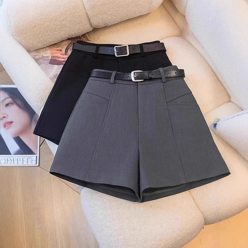 Casual Loose Suit Shorts Women's Spring 2025 New Outer Wear High Waist A-Line Small Gray Wide Leg Pants