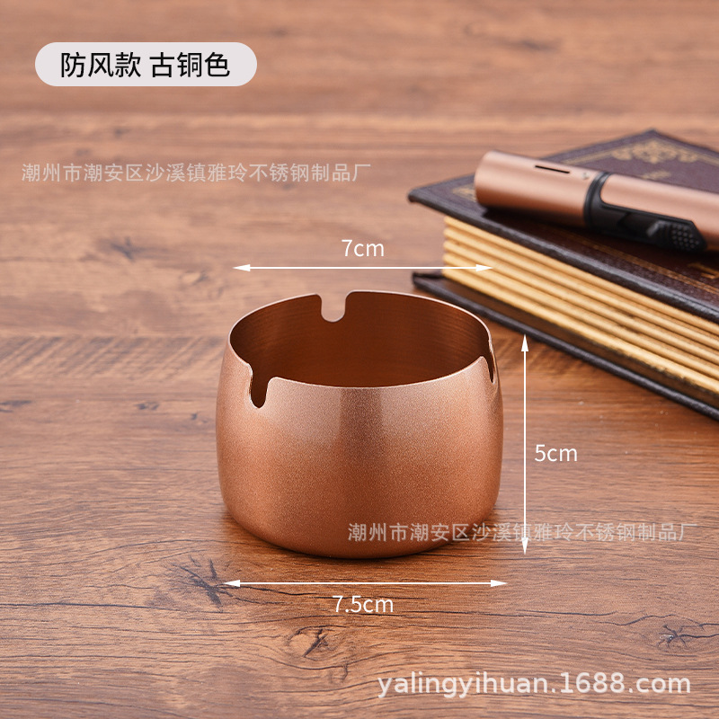 Cenicero de acero inoxidable dorado grueso, resistente y elegante, ideal para bar o cafetería, venta directa de fábrica