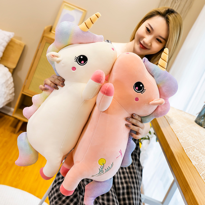 Muñeca de unicornio juguete de peluche de dibujos animados para niñas almohada grande regalo para niños para acompañar el logotipo de procesamiento de muñecas