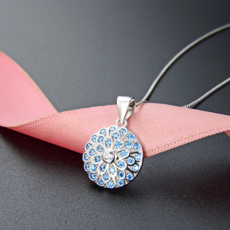 925 flores de plata esterlina micro collar de diamantes mujeres transfronterizas europeas y estadounidenses moda temperamento corto colgante redondo cadena clavícula