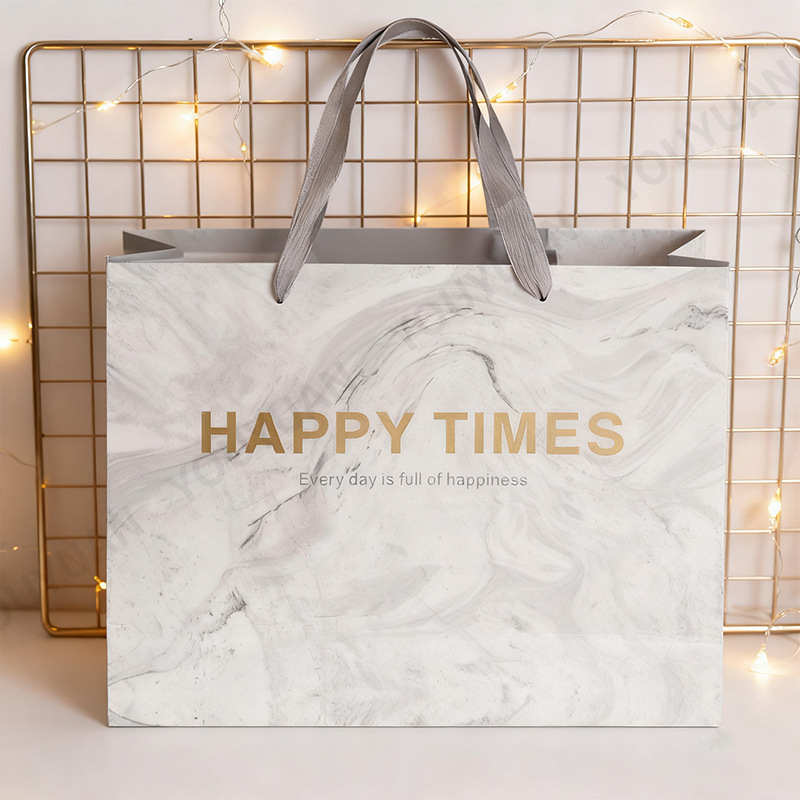简约大理石礼品袋ins风时尚服装店购物袋现货加大号礼品手提袋