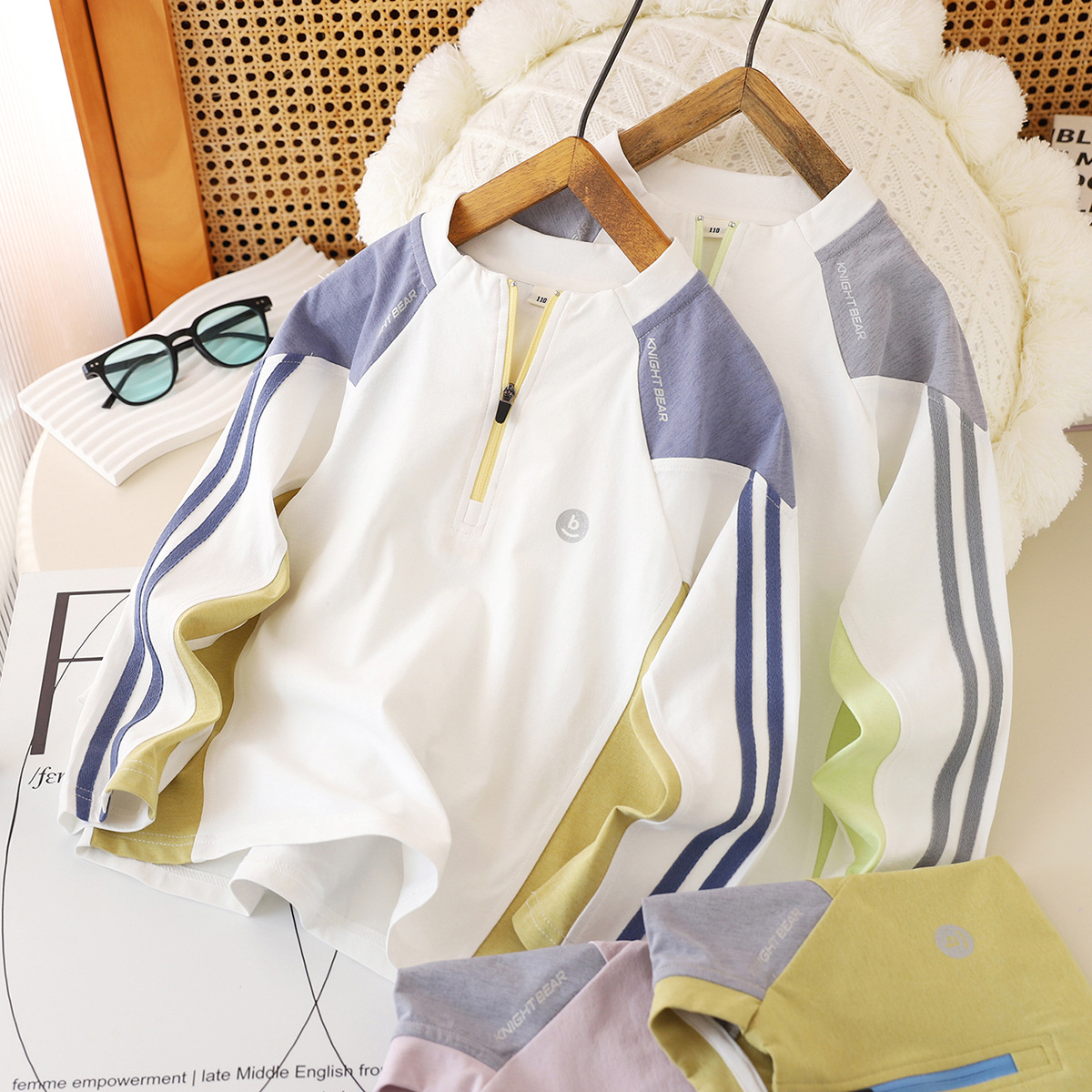 Children's clothing: boys' long-sleeve T-shirts, 2026 autumn girls' rice paper shirts, teenagers' casual base shirts, trendy children's tops
