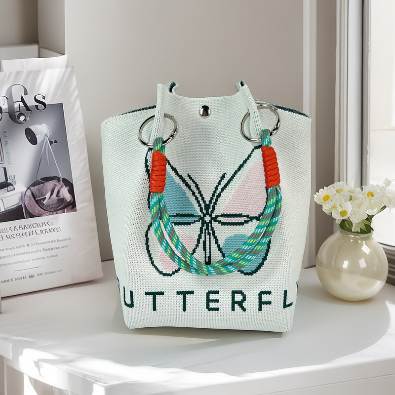 Nicho de diseño blanco y negro jersey jersey bolso de mano casual versátil gran capacidad bolso de mochila fábrica directa