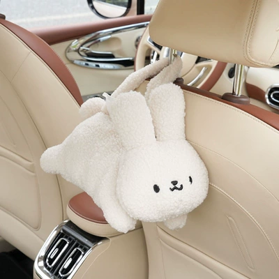 tissue hanging bag, creative cute Car tissue box/set - ly-lamb-wool-hanging-ornament-white-bunny
