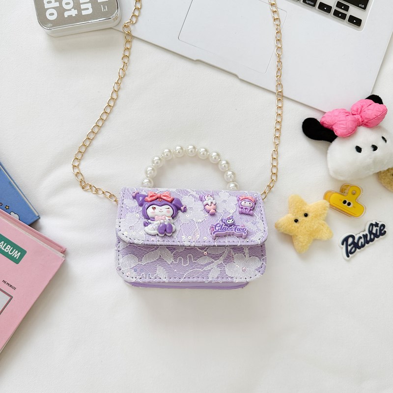 Bolso de perla de fragancia pequeña para niños Bolso de hombro de niña de dibujos animados de moda Bolso de monedero de bebé de todo fósforo con lazo