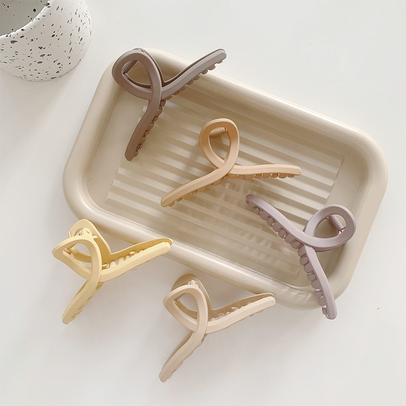 Pinza para el cabello de placa de color coreano ins Maillard, pinza para el cabello de color té con leche de otoño e invierno, pinza para el cabello grande de textura simple