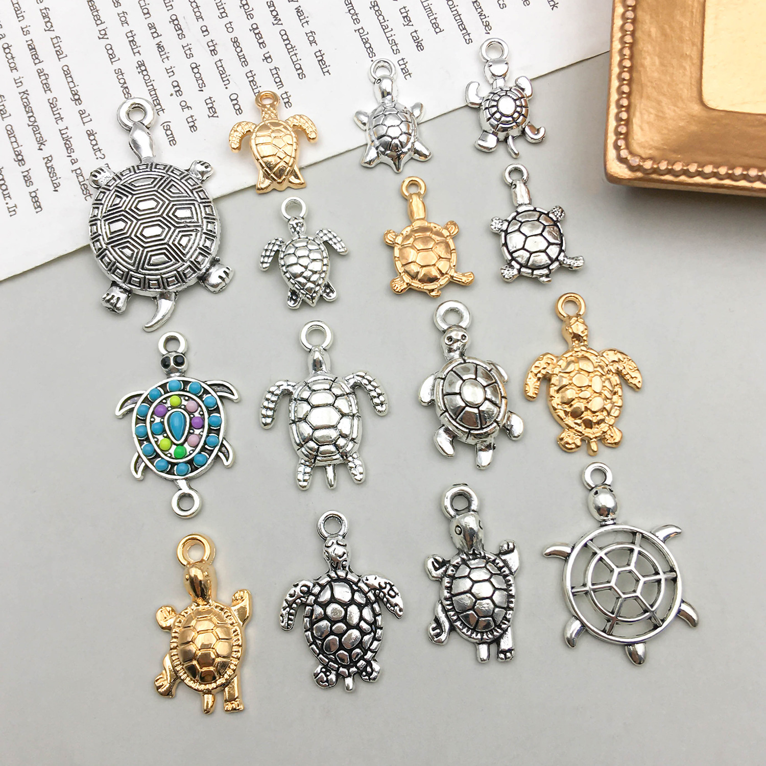 2g Weight Pendant Jewelry Making Type DIY Jewelry Accessories Classification 15 Models Per Model 1, 15/Bag Quantity Zinc alloy Material Printing Pattern Plating Design Hip-Hop, Retro Style 15 Models Per Model 1, 15/Bag Zinc Alloy Printing Pendant 8