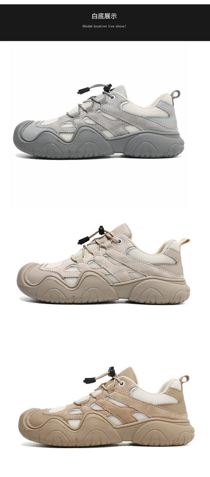 Giày thể thao da thật cổ thấp unisex phong cách ngoài trời — D1833 màu cát, D1833 màu hồng, D1833 màu nâu, D1833 màu xanh lam chi tiết 43