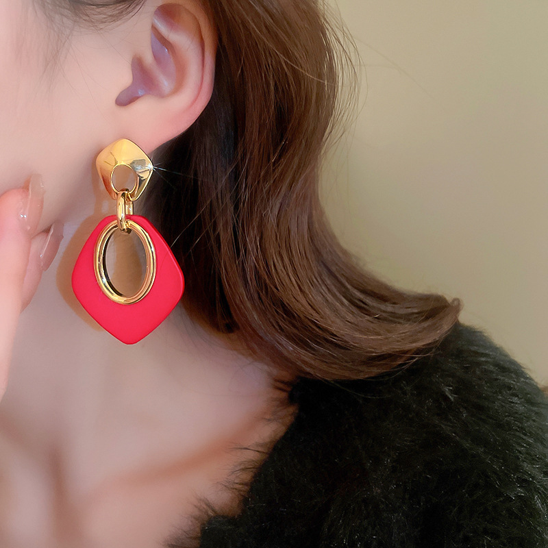 Fashion Geometric Arylic Copper Plating Drop Earrings 1 Pair