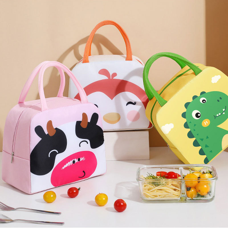 Insulated lunch bag, portable bento bag, small size outdoor picnic bag, travel meal bag, aluminum foil cartoon insulated bag