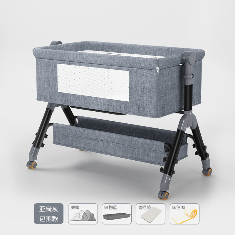 침대 인클로저-린넨 그레이 (검은 파이프 c168)