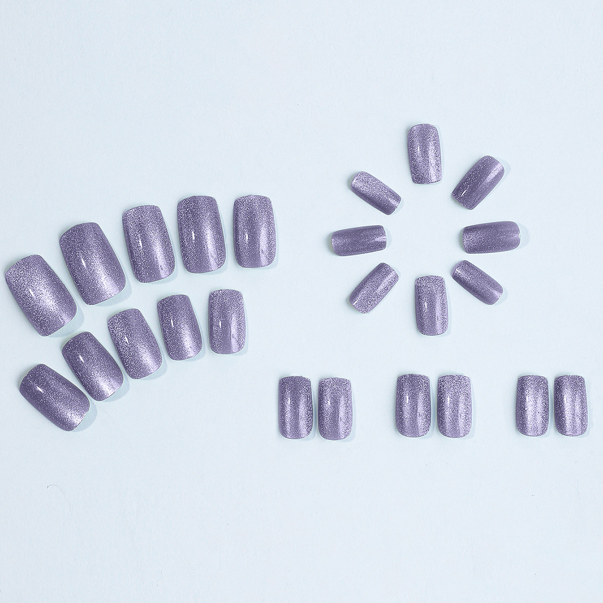 Millones de puntos de venta de ojos de gato Uña de alto nivel sensación púrpura flash desmontable parche de uñas falsas Uña de uso