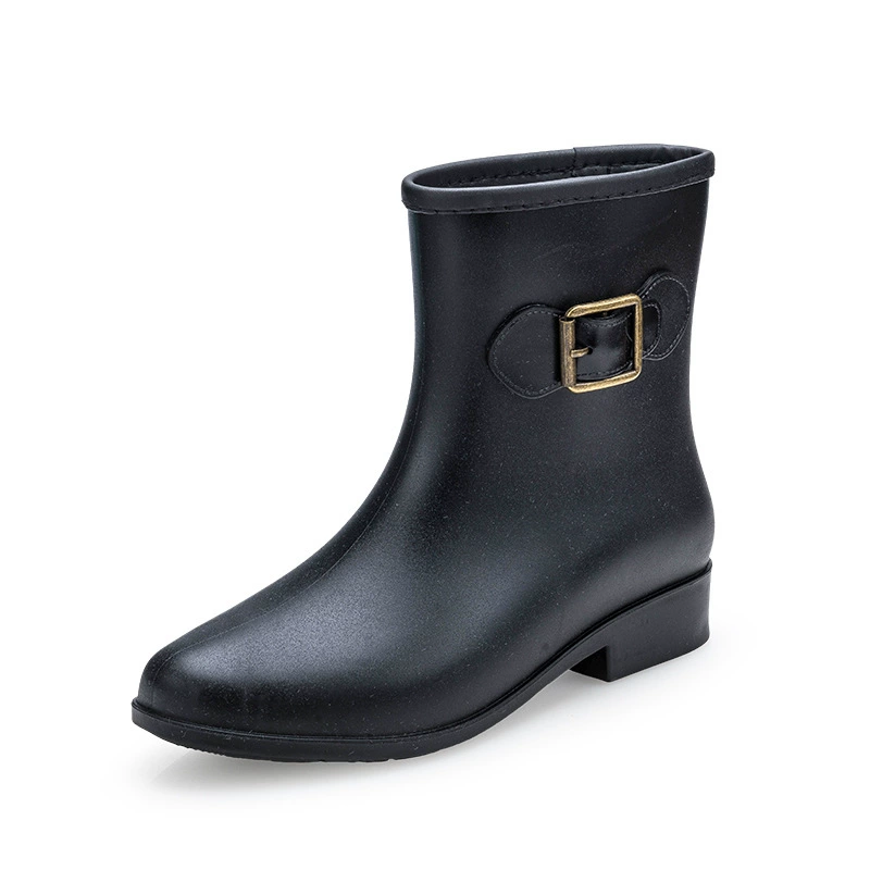 Модные резиновые сапоги в японском стиле, женские резиновые сапоги, Женская водонепроницаемая обувь среднего размера, повседневные подходящие ко всему водные сапоги, теплая верхняя одежда, галоши, резиновая обувь