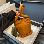 Портативный демисезонный пуховик с пухом, сумка на одно плечо, дизайнерское ведро, с вышивкой