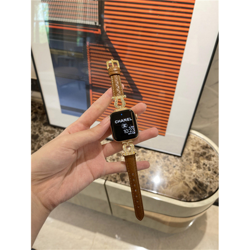 U-Shaped Woven Pattern Metal Diamond Watch Strap Suitable for Apple Watch Strap Iwatch78 Men's and Women's Wristband 6