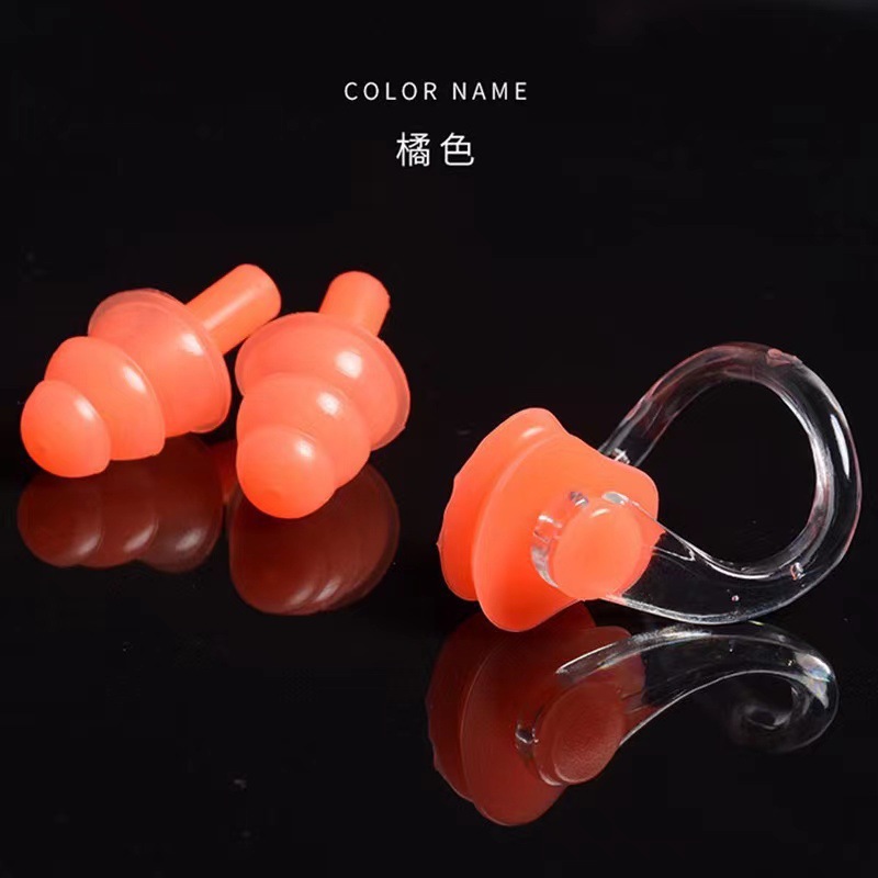 Fabricante tapones de silicona nuevos natación espiral impermeable clip de nariz conjunto caja impermeable anti-ruido anti-asfixia buceo