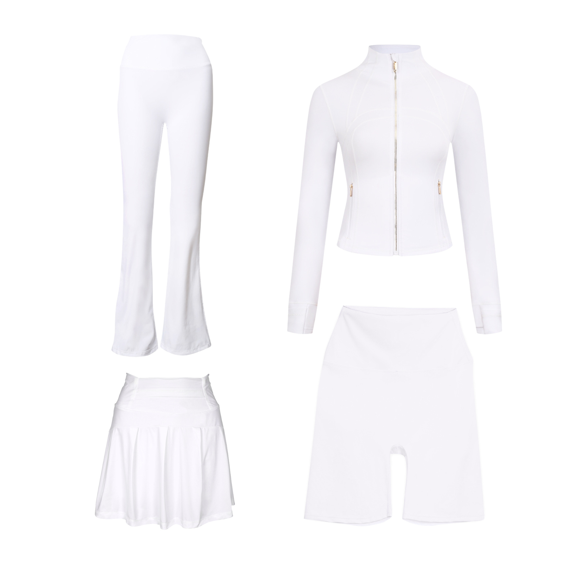 Women's Slim Fit Elastic Active Set With Jacket And Skirt_voghion.com