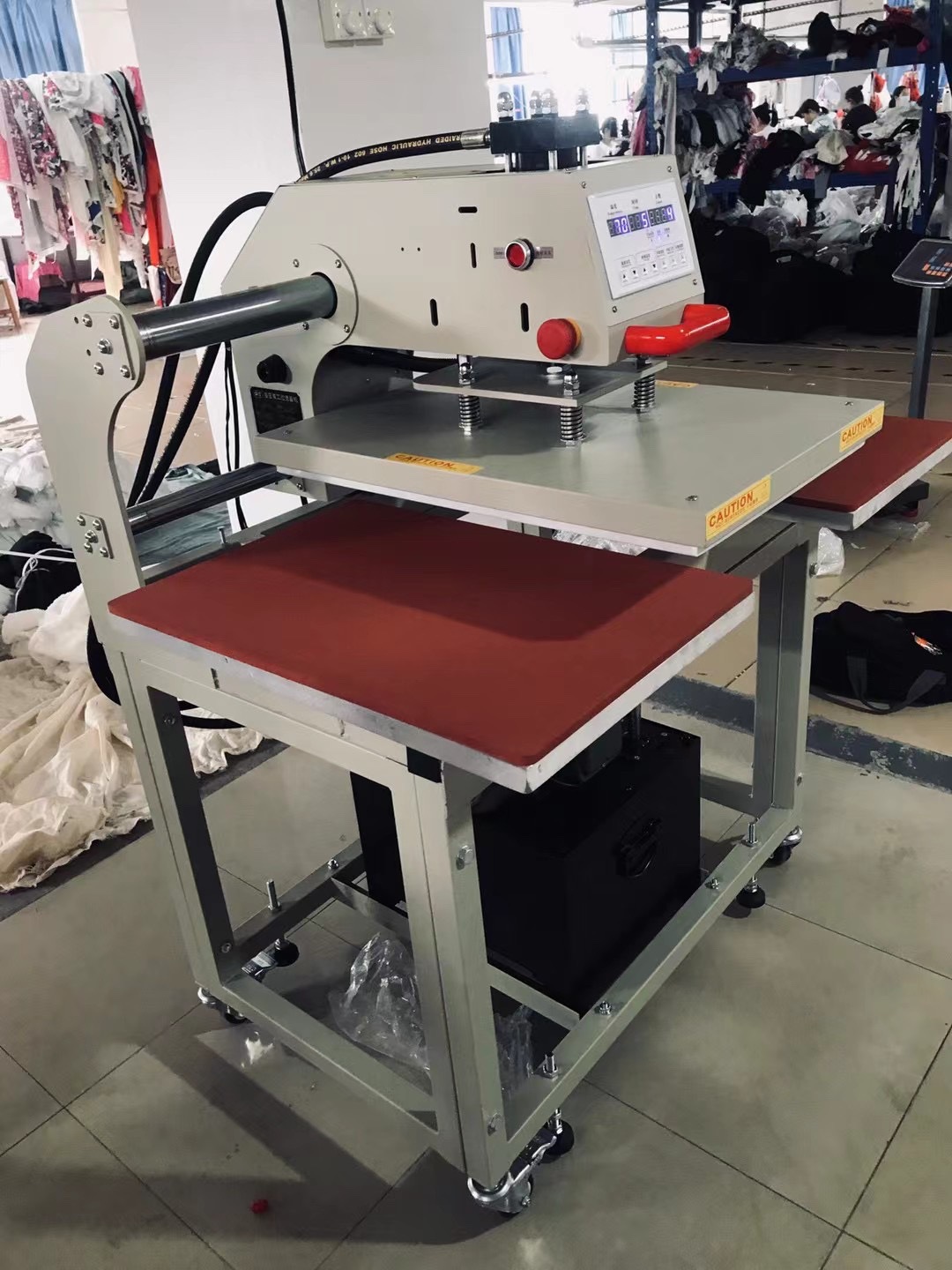 半自动液压双工位烫画机40*60套成衣油压烫印热转印烫钻印花机器