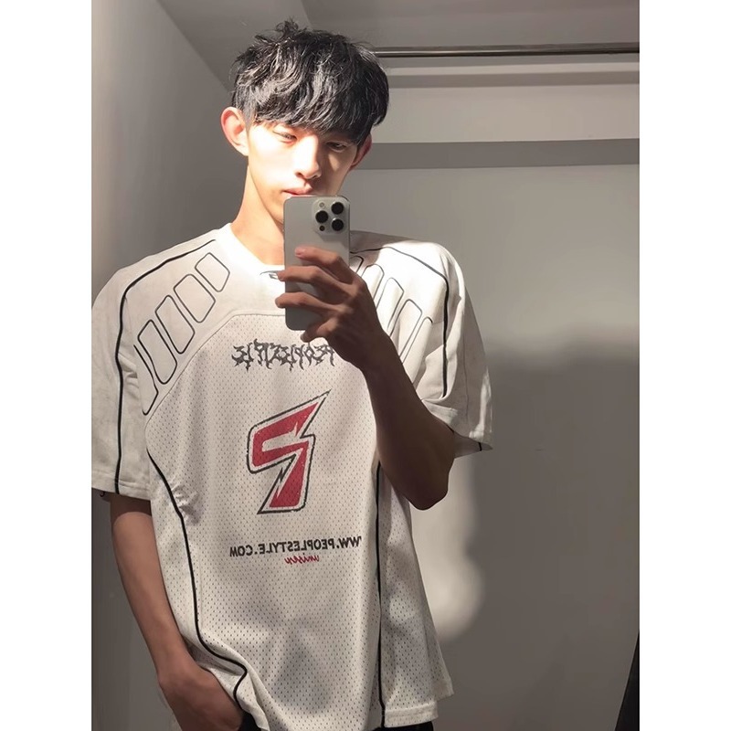 Men's Summer Mesh Quick-dry Breathable Motorcycle-style Short-sleeve Cycling Jersey T-shirt_viptrois.com