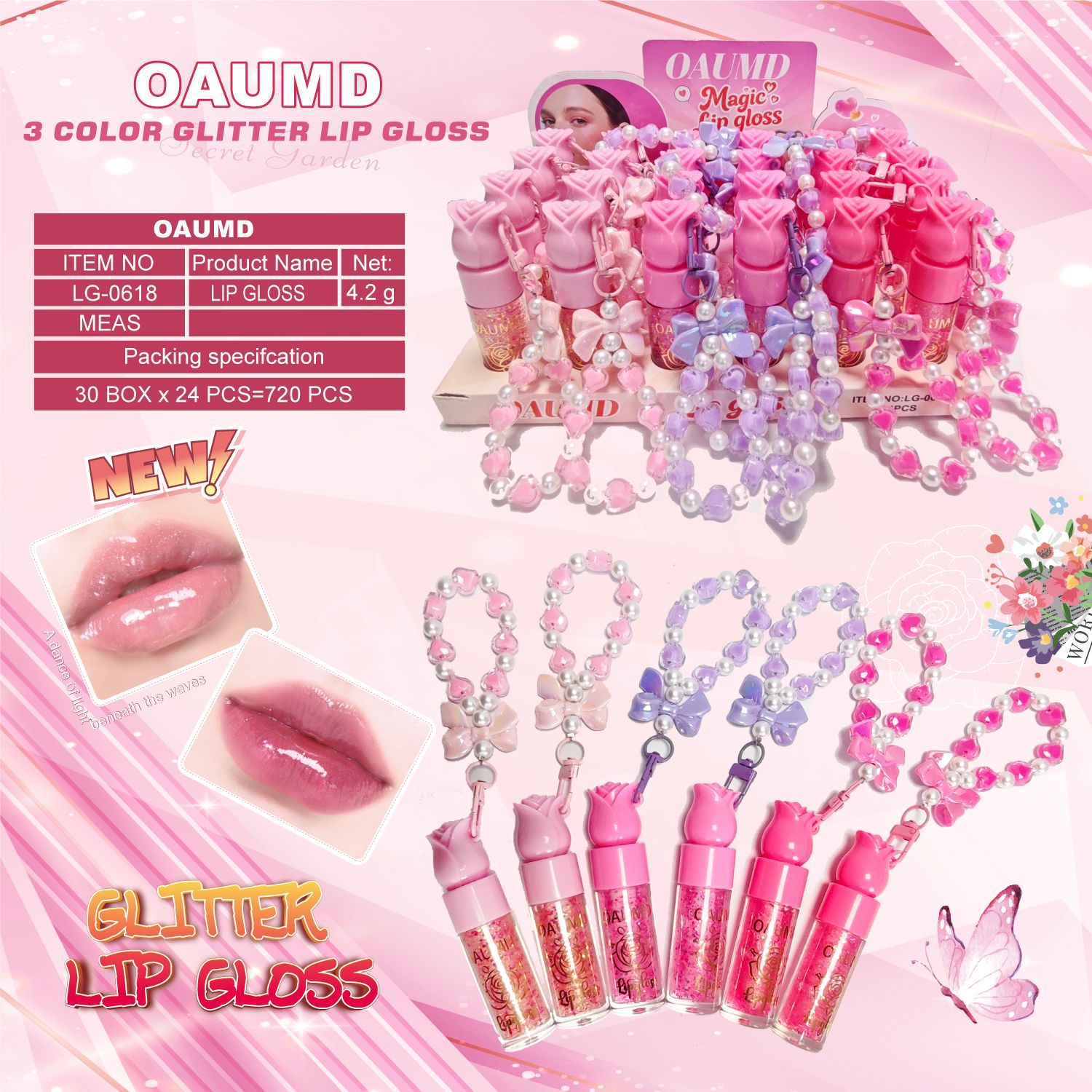 OAUMD comercio exterior transfronterizo nuevo esmalte labial hidratante perdurable colgante de dibujos animados manzana frutas lipstick