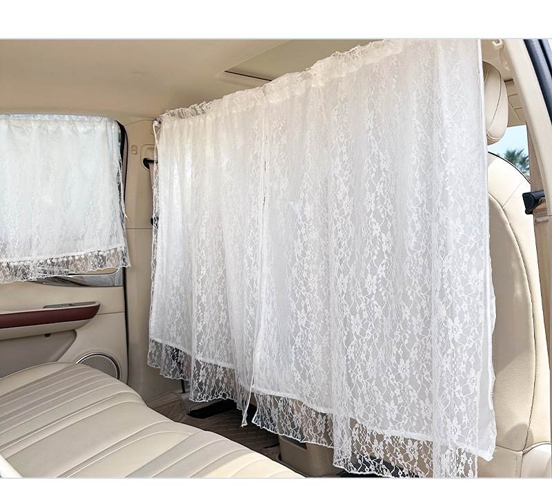 Lace double-layer car partition curtain sunshade curtain sunscreen heat insulation car sunshade retractable car privacy curtain