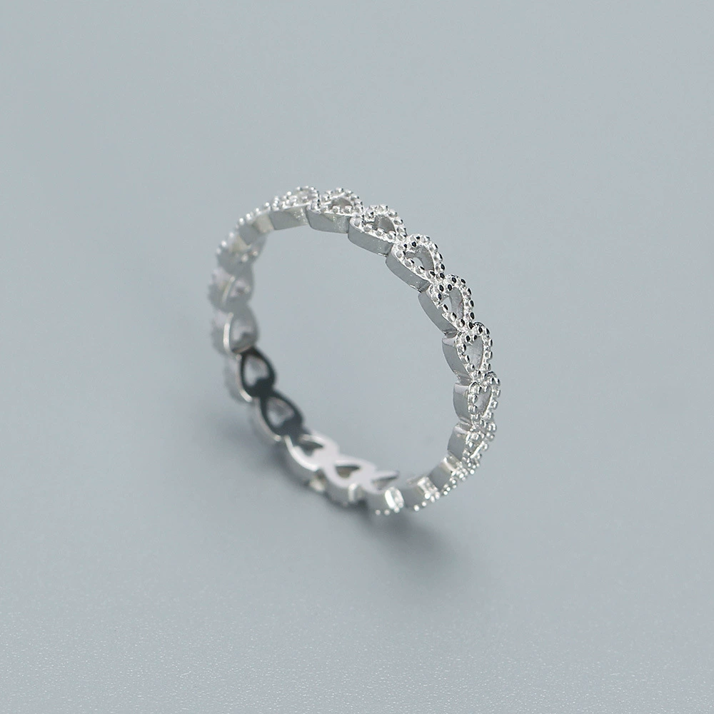 Design ring heart-shaped heart shaped, silver 925 sample