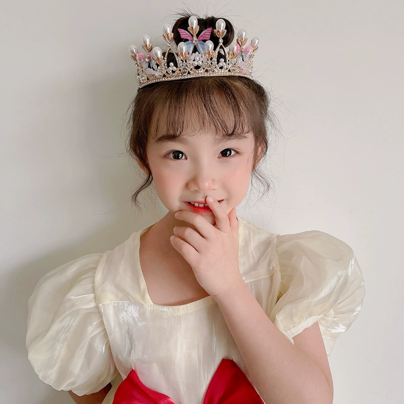 Детская тиara-ободок для princess, корона для волос, подарок на день рождения, декоративная стиль с кристаллами-сикра