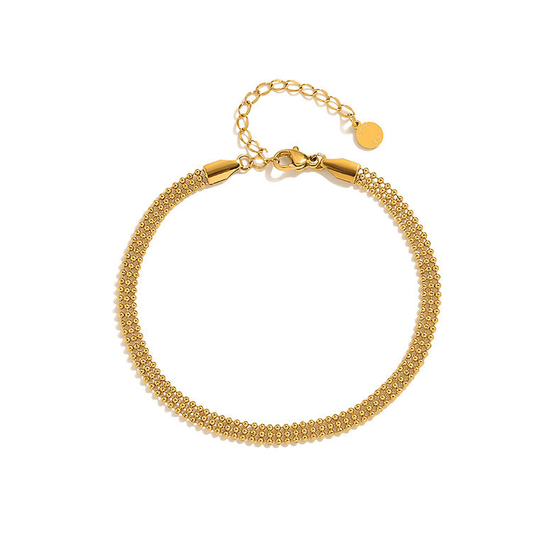 French Retro Titanium Steel Ball Three-Layer Stacked Bracelet for Women Ins Simple Elegant Accessible Luxury Versatile Non-Fading Bracelet