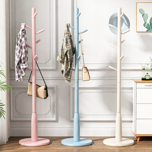 Wholesale Solid Wood Clothes Hanger Floor-Standing Bedroom Simple Coat Rack Children's Simple White Creative Clothes Rack Home Hanging