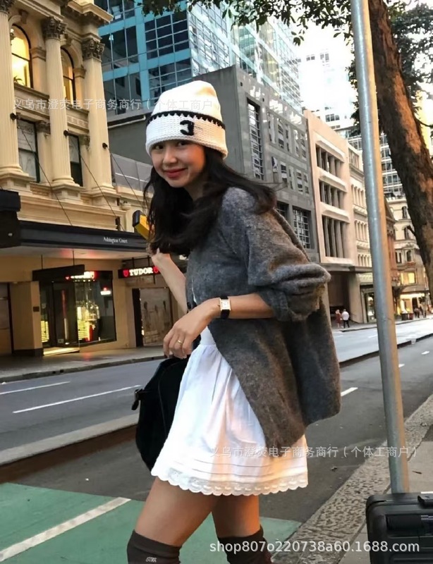小香风冬季香奶奶羊毛针织帽女保暖加厚新款毛线帽女潮时尚护耳帽|undefined