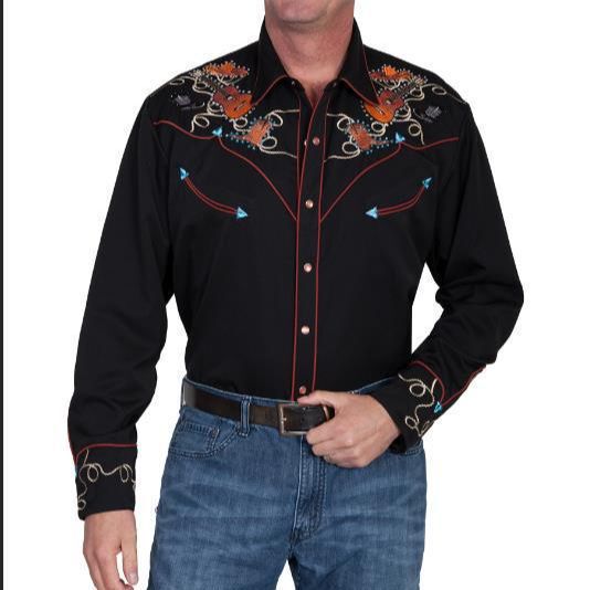 2025 Spring and Autumn Cross-Border Amazon Fashion 3D Digital Printed Long Sleeve American Western Style Men's Shirt