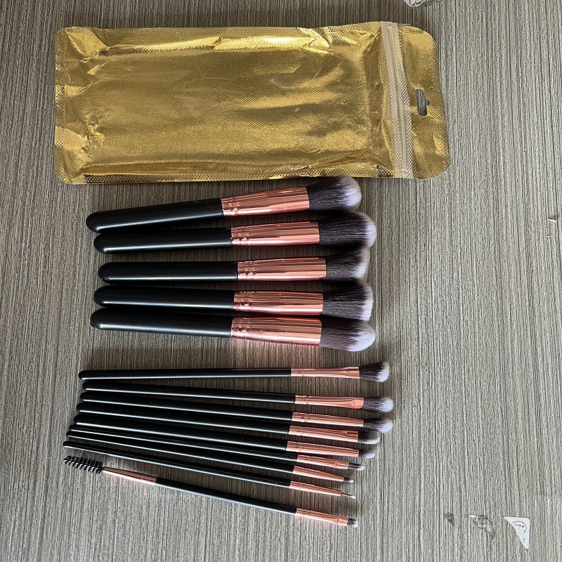 Golden brush contains rose, 14 pieces