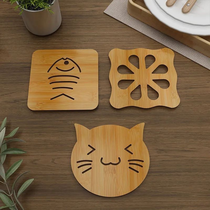 mesa de comedor casera almohadilla de aislamiento térmico cocina de bambú tazas almohadilla platos almohadilla de madera resistente a altas temperaturas