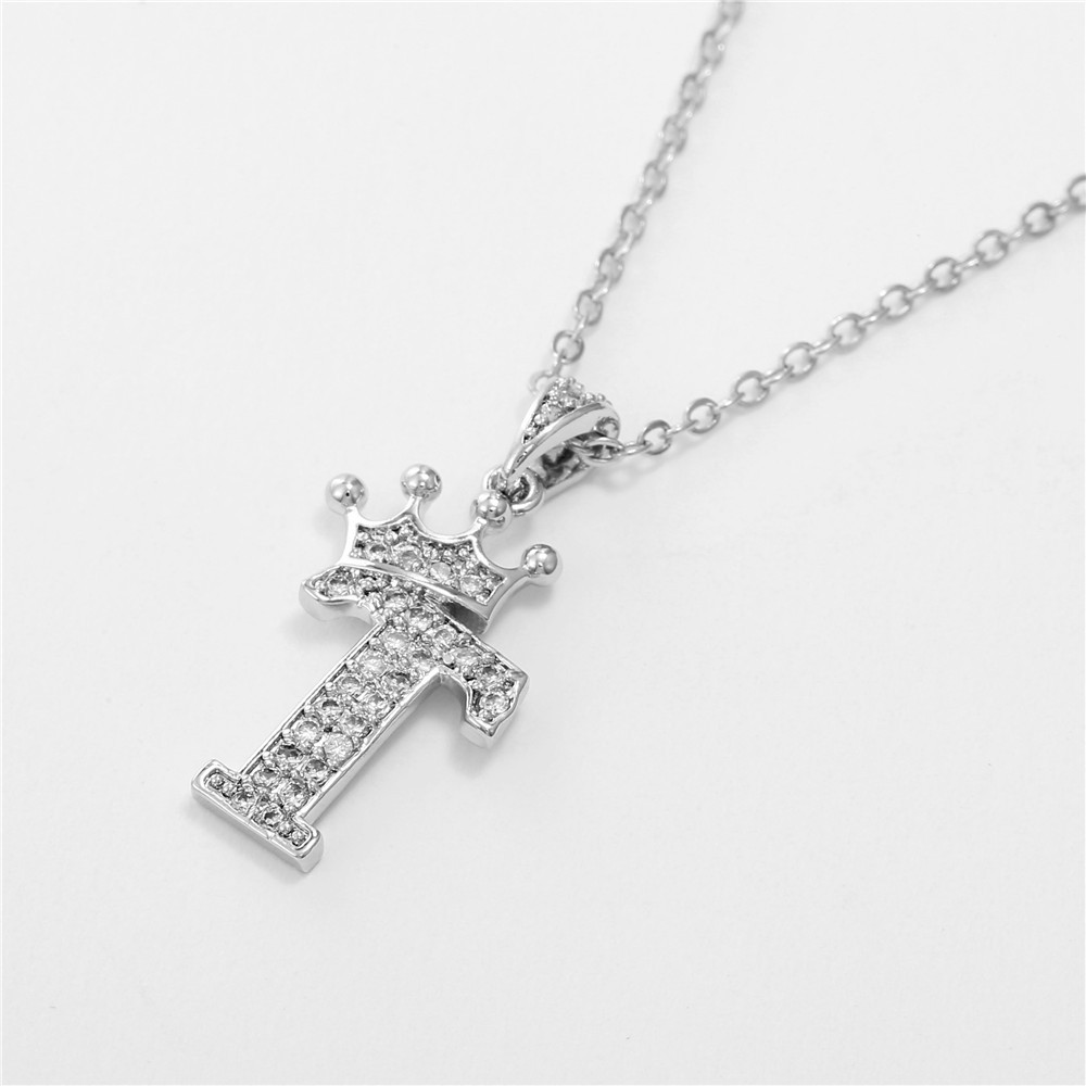 Fashion Micro-inlaid Zircon Crown English Letter Necklace Platinum Necklace Wholesale Nihaojewelry display picture 12