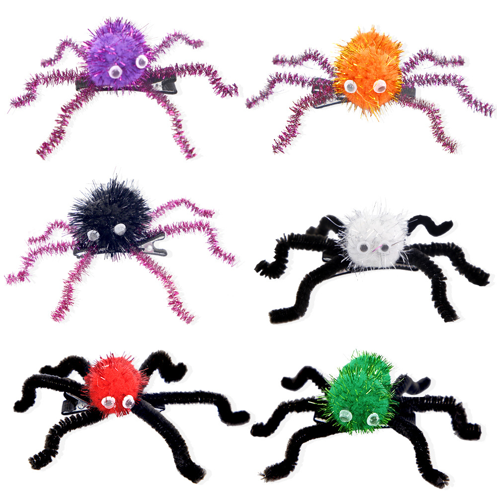Amazon nuevo Halloween araña cabeza de fiesta fantasma parodia accesorios de decoración 3D estereoscópico araña patas brocas para el pelo