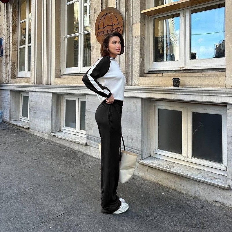 211475 Spring Autumn New Cross-Border European And American Color-Block Long-Sleeve Zipper Sweatshirt Women's Fashion_ecoleips.com