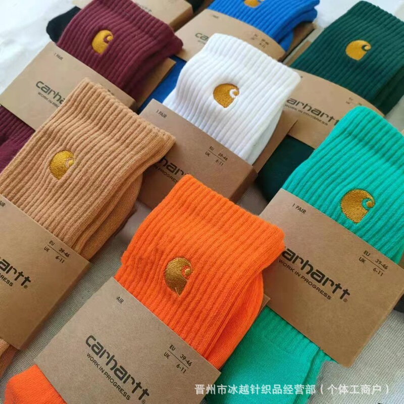 Carhart carhartt men and women towel bottom gold standard embroidery fashion brand sports socks tube thick skateboard socks