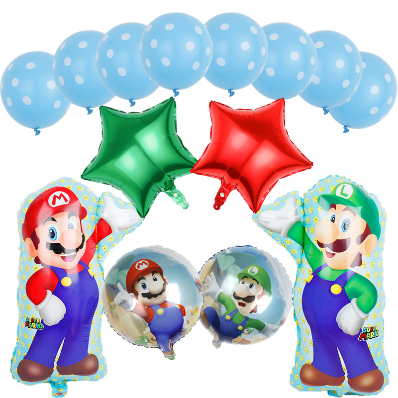 Transfronterizo Mario modelado de globos de aluminio Mario tema juego de cumpleaños diseño de juguete decoración del partido papel de aluminio