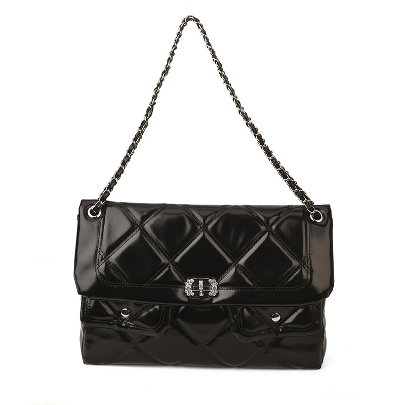 Primavera 2026 nueva cadena de estilo de diamante pequeña bolsa cuadrada de gran capacidad simple de viaje diario bolsa de cartero
