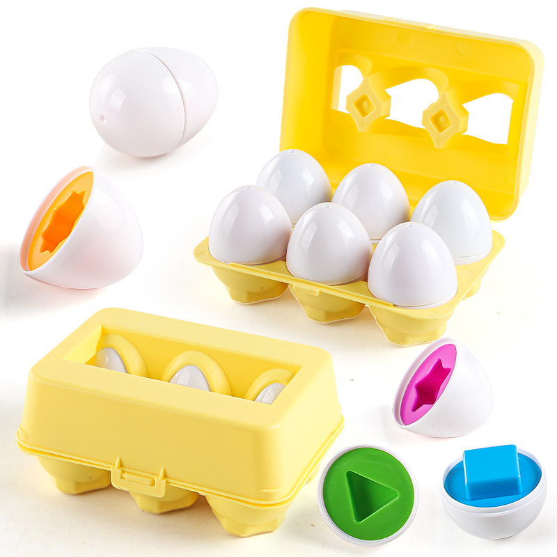 Puzzle infantil educación temprana inteligente huevo pares de huevo torcido infantil cognición de forma multicolor juguete de huevo simulado