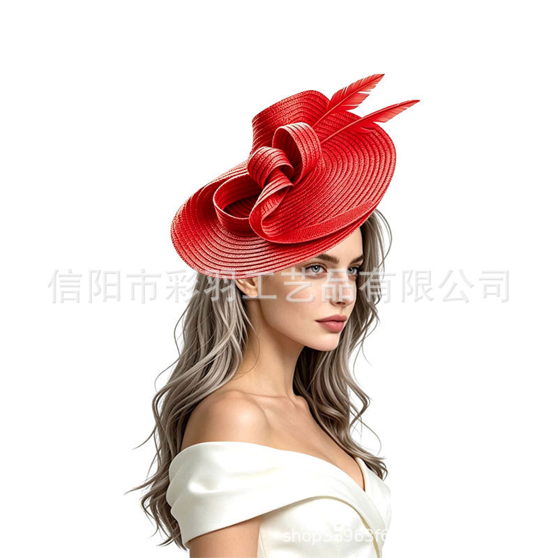 Best-selling European and American top hats, handmade headwear, feather headpieces, hair accessories, suitable for horse racing festivals, banquets, and party outfits