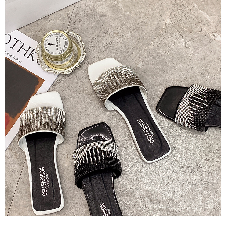 für Damen Frühling und Herbst Neue Oberbekleidung Flacher Boden Wasser Diamant 2024 Ein Wort Koreanische Ausgabe Instagram Groß 41-42_voghion.com